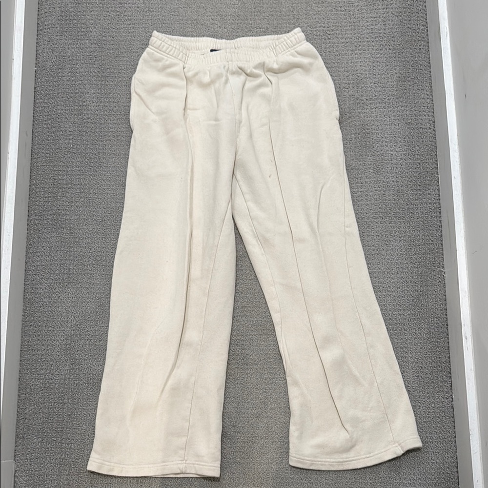 Cream Wide-Leg Pants